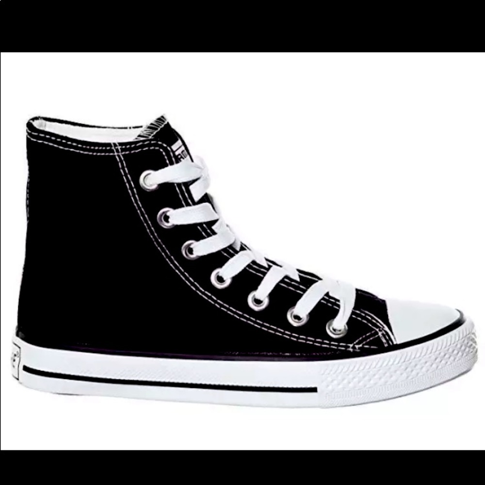 New Womens High Top Canvas Sneakers Black Size 7.5